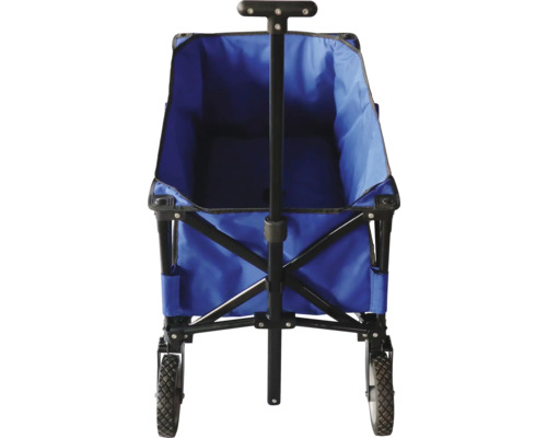 Chariot de transport bleu avec barre de traction