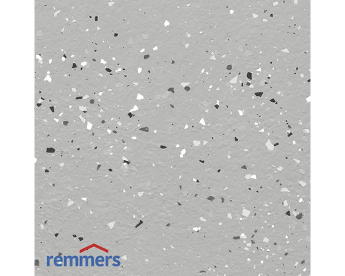 Revêtement de sol clair avec des chips décoratifs et le logo Remmers