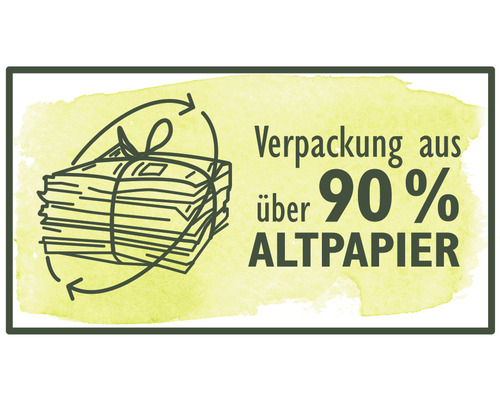 Verpackung aus über 90 Prozent Altpapier Symbol