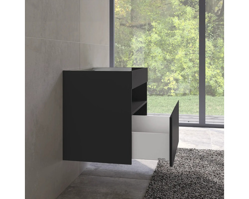 Meuble sous lavabo KEUCO Stageline 80x62.5x49 cm roche volcanique y compris éclairage LED