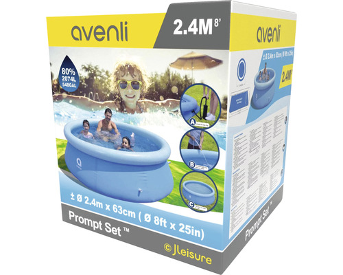 Emballage de piscine Avenli Prompt Set, diamètre 2,4 mètres