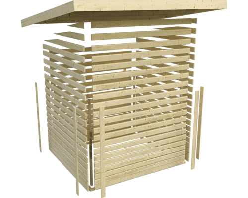 Schéma éclaté d''une remise en bois