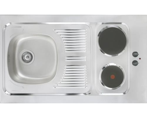 Kompaktküche mit Spüle und zwei Kochplatten