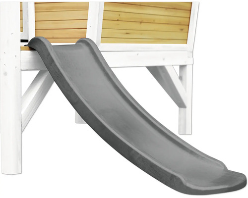 Graue Rutsche an einem Spielturm