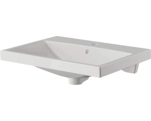 Vasque à poser rectangulaire en céramique avec trou de robinet et trop-plein