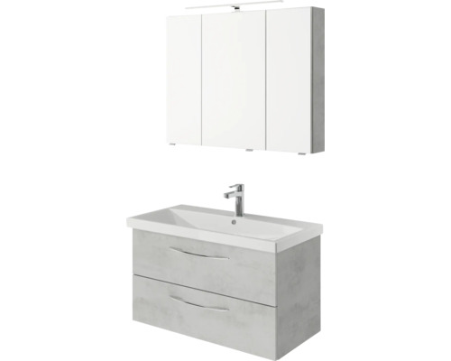 Badezimmer Waschtischkombination mit Spiegelschrank und zwei Schubladen