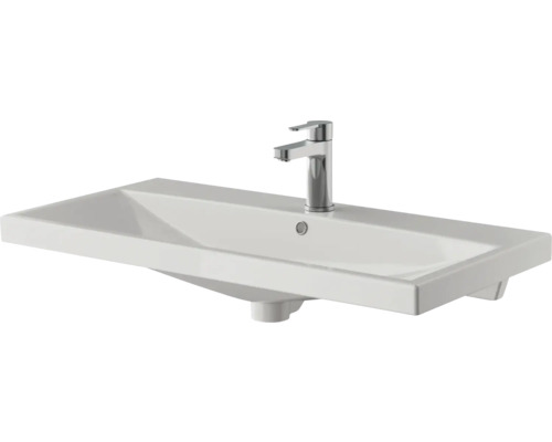 Vasque à poser rectangulaire avec robinetterie