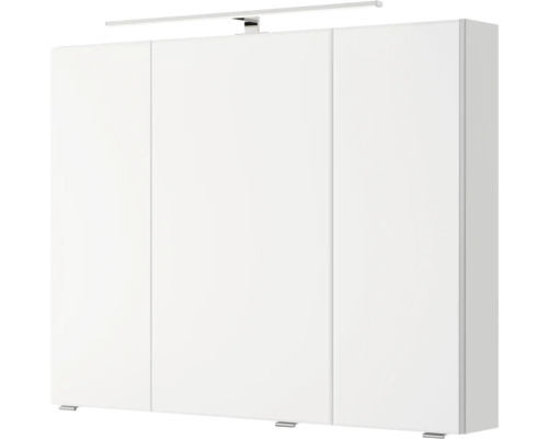 Armoire de toilette blanche à trois portes avec éclairage