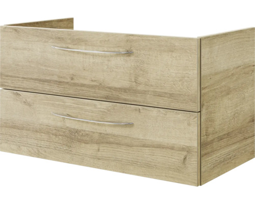 Meuble sous-lavabo avec deux tiroirs et poignées