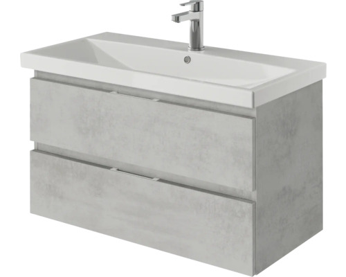 Meuble sous-vasque avec deux tiroirs et lavabo à poser