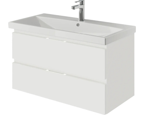 Waschtischunterschrank mit zwei Schubladen und Aufsatzwaschbecken