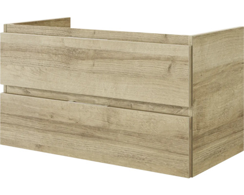 Meuble sous-lavabo avec deux tiroirs aspect bois