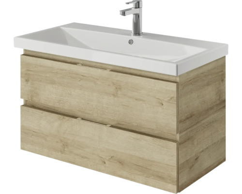 Meuble sous-lavabo avec deux tiroirs et lavabo à poser