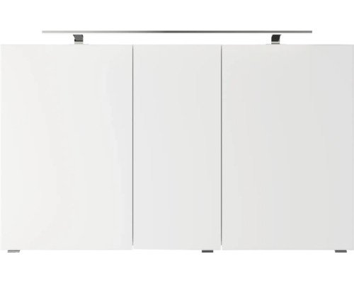 Armoire suspendue blanche avec trois portes et éclairage