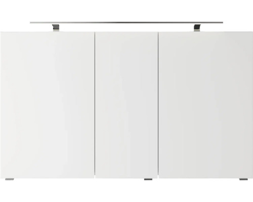 Armoire de toilette blanche avec trois portes et éclairage