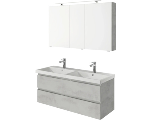 Ensemble de meubles de salle de bains avec meuble sous-lavabo, double vasque et armoire de toilette