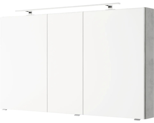 Armoire de salle de bains à trois portes avec éclairage