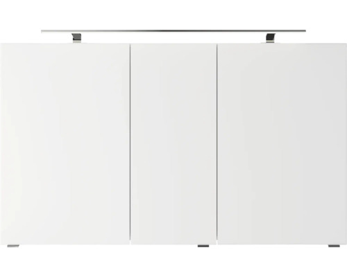 Meuble de salle de bains suspendu avec trois portes et éclairage