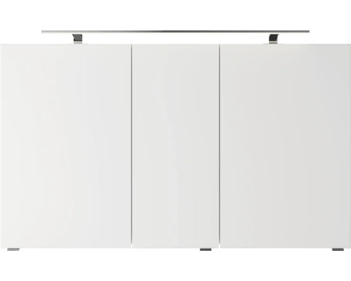 Armoire suspendue blanche avec trois portes et éclairage