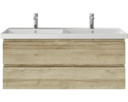 Waschtischunterschrank mit zwei Waschbecken und zwei Schubladen