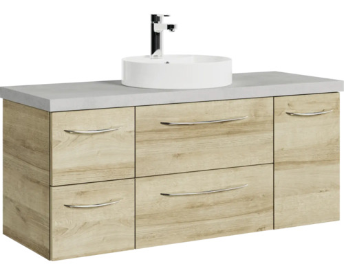 Meuble sous-vasque avec vasque à poser et robinetterie