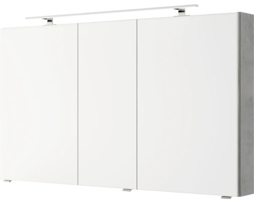 Armoire de salle de bain avec trois portes et éclairage