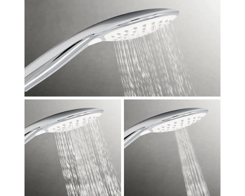 Douchette à main avec différents types de jets en fonctionnement