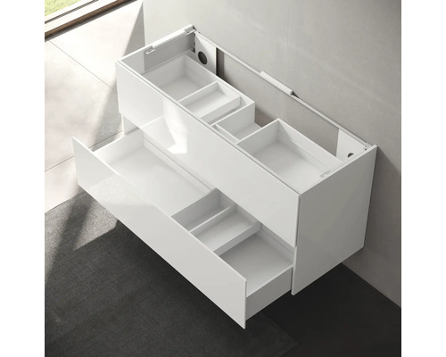 Weisser Waschtischunterschrank mit offenen Schubladen für Badezimmer