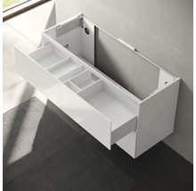 Weißer Waschtischunterschrank mit Schublade zur Wandmontage im Badezimmer.