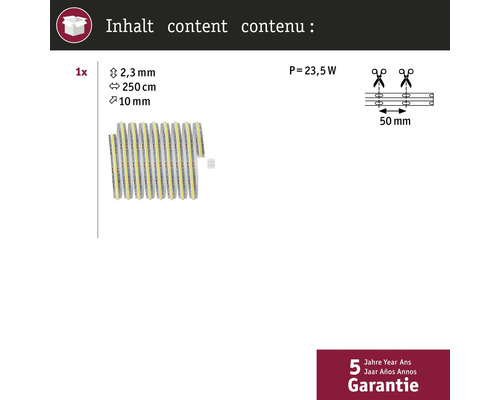 LED-Streifen mit den Maßen 2,3 mm x 250 cm x 10 mm