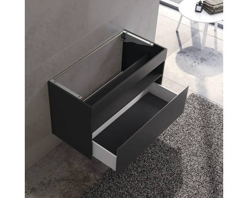 Meuble sous-lavabo avec tiroir ouvert pour montage mural