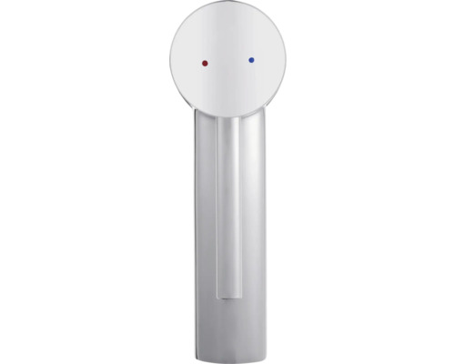 Robinet de lavabo chromé avec forme ronde et indicateur de température