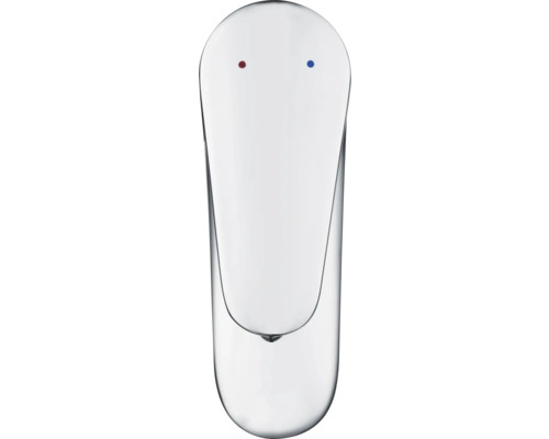 Robinet en verre transparent avec marquages rouge et bleu