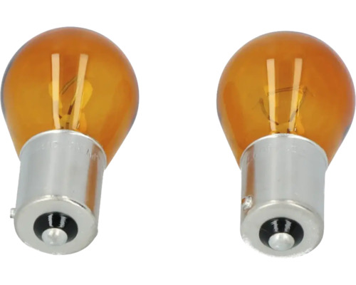 Zwei orangefarbene Glühbirnen für den Einsatz im Auto