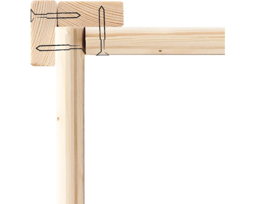 Cadre en bois fixé avec des vis