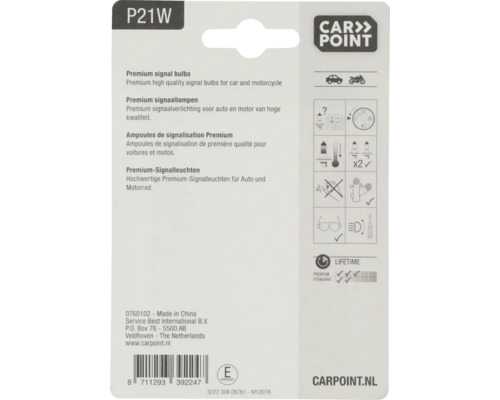 Carpoint P21W Ampoules de signalisation Premium pour voiture et moto