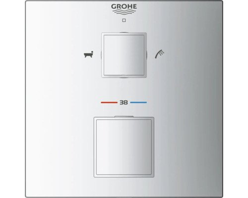 Logo Grohe robinet thermostatique avec symboles baignoire et douche
