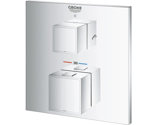 Logo Grohe. Robinet de douche avec thermostat pour le réglage de la température.