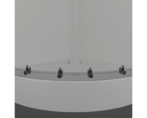 Detailansicht einer Duschkabine mit Beschlägen