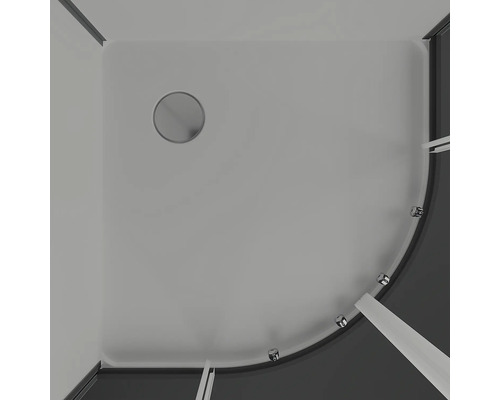 Ansicht von oben einer Duschkabine mit Duschwanne und Ablauf