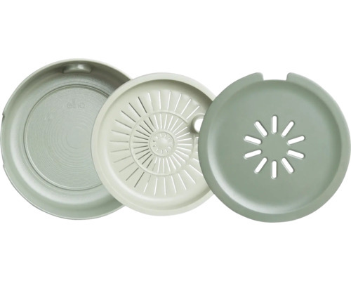 Trois soucoupes de jardinière en plastique avec trous de drainage