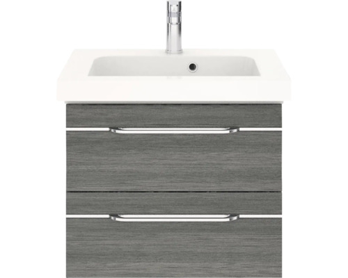 Meuble sous-lavabo avec deux tiroirs, lavabo et robinet