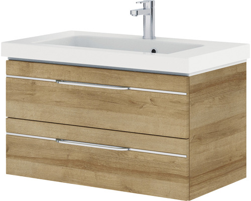 Meuble sous-lavabo avec deux tiroirs et vasque à poser