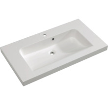 Plan de toilette avec vasque rectangulaire et trou de robinet