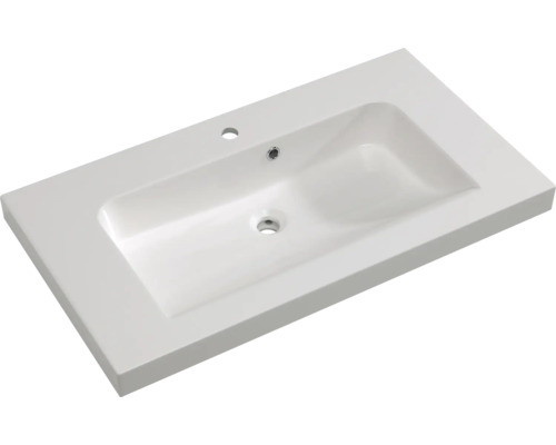 Plan de toilette avec vasque rectangulaire et trou de robinet