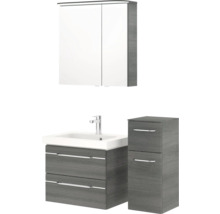 Ensemble de salle de bains avec meuble sous-lavabo, lavabo, armoire de toilette et armoire haute