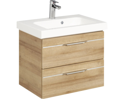 Waschtischunterschrank mit zwei Schubladen und Aufsatzwaschbecken