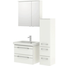 Ensemble de salle de bains avec lavabo, armoire de toilette et armoire haute