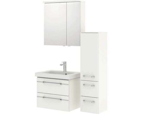 Badezimmer-Set mit Waschtisch, Spiegelschrank und Hochschrank