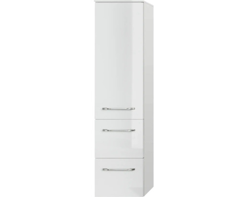 Hoher Badezimmerschrank mit drei Schubladen und Griffen